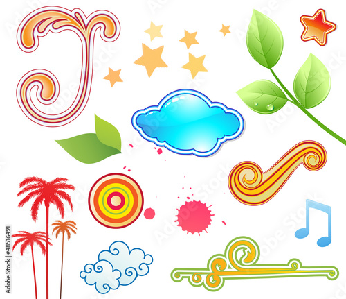 Illustration: Summer design elements Summer design elements