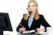 callcenter-mitarbeiterin notiert sich etwas