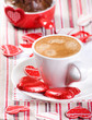 Photo: Coffe with muffin and red hearts Coffe with muffin and red hearts