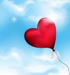 vector balloon-hearts flying in the sky