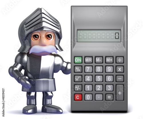 Illustration: Knight stands ready to calculate the bill Knight stands ready to calculate the bill