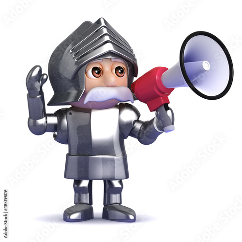Illustration: Knight shouts through a megaphone Knight shouts through a megaphone