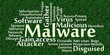 Malware word cloud with data background
