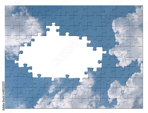 Illustration: Imagine or blue sky business solution concept - jigsaw Imagine or blue sky business solution concept - jigsaw