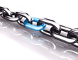 3d social network protection chain blue link illustration