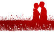 Silhouette Paar Kuss rot