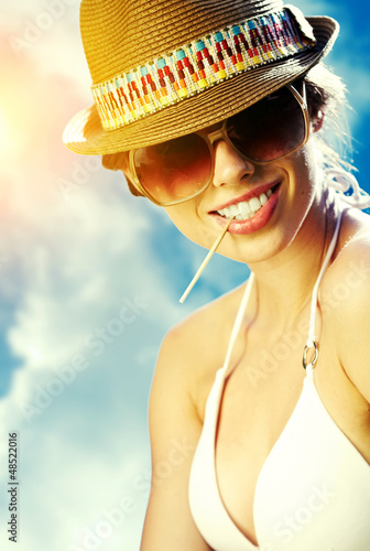 Photo: portrait of a beautiful girl in the sky portrait of a beautiful girl in the sky