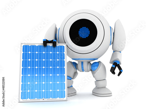 Illustration: Robot and solar panel Robot and solar panel