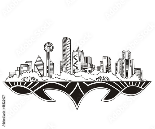 Vector: Dallas, TX Skyline Dallas, TX Skyline