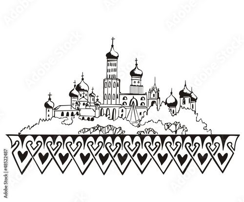 Vector: stylized Moscow Kremlin sketch stylized Moscow Kremlin sketch