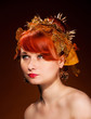 Beauty portrait of red Hair female with luxurious Hair Style