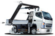 Vector Cartoon Lkw Truck with Crane