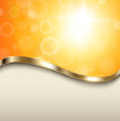 Abstract orange background with gold wave