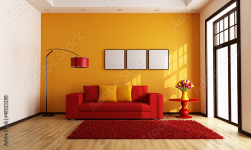 Illustration: Red and orange living room Red and orange living room