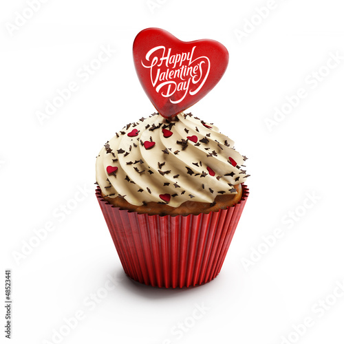 Illustration: Isolated cupcake for Valentine's Day love celebration Isolated cupcake for Valentine's Day love celebration