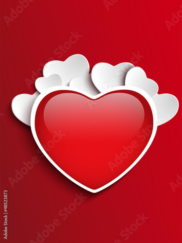 Vector: Valentines Day Heart on Red Background Valentines Day Heart on Red Background