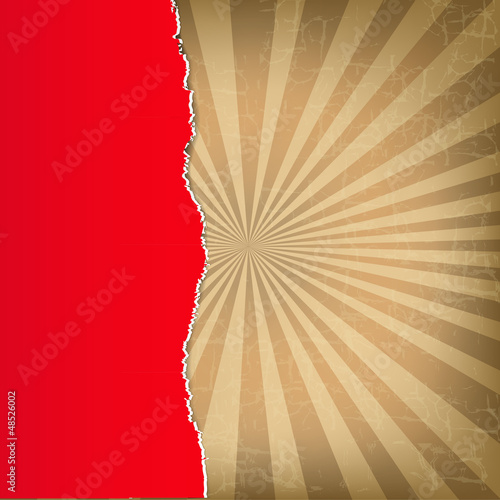Vector: Red Torn Paper With Sunburst Background Red Torn Paper With Sunburst Background