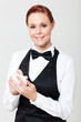 beautiful young waitress taking your order