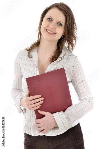 Photo: Junge Frau mit Bewerbungsmappe Junge Frau mit Bewerbungsmappe