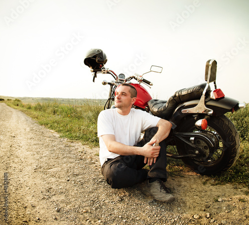 Photo: Biker on the country road Biker on the country road