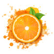 Orange With Orange Blob And Green Leaves