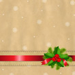 Retro Paper Bow And Holly Berry