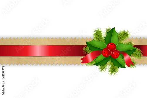 Vector: Retro Divider Ribbon With Holly Berry Retro Divider Ribbon With Holly Berry