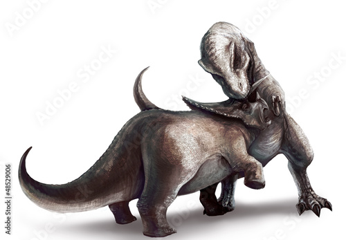 Illustration: Tyrannosaurus is fighting Triceratops Tyrannosaurus is fighting Triceratops