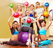 Women in aerobics class.