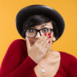 Astonished nerd girl