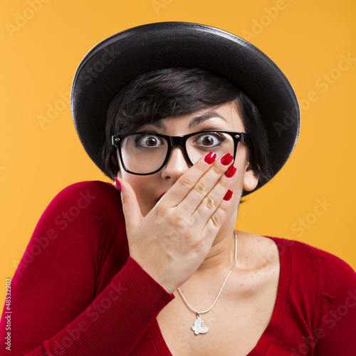 Photo: Astonished nerd girl Astonished nerd girl