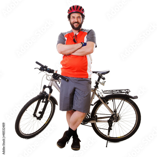 Photo: Bearded Mountain Biker Smiling (isolated) Bearded Mountain Biker Smiling (isolated)
