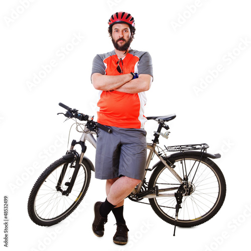 Photo: Bearded Mountain Biker Serious (isolated) Bearded Mountain Biker Serious (isolated)