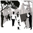 Vector Illustration: Painting in the park