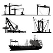 Ship and crane.Vector elements