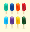 colorful popsicle ice-cream cards isolated