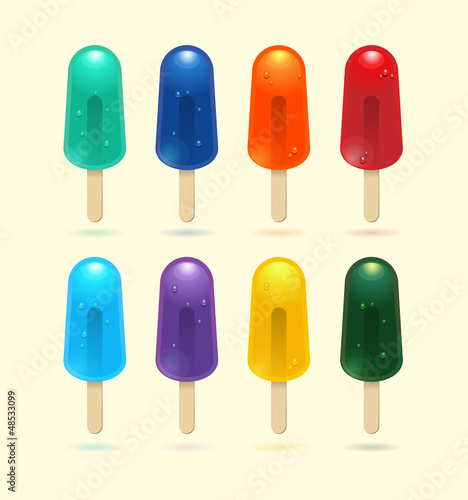 Vector: colorful popsicle ice-cream cards isolated colorful popsicle ice-cream cards isolated