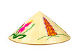 Vietnamese conical bamboo hat on white