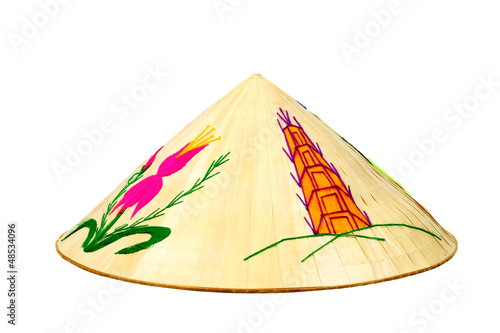 Photo: Vietnamese conical bamboo hat on white Vietnamese conical bamboo hat on white