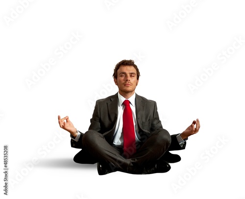Photo: Business man practice yoga Business man practice yoga