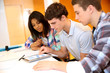 College students in training class with tablet