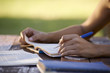 Young people and education, woman studying for university test