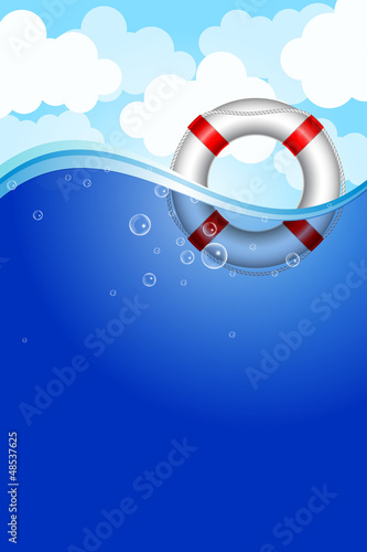 Vector: Vector illustration of Life Buoy in water Vector illustration of Life Buoy in water