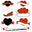 Love hearts with text banners set