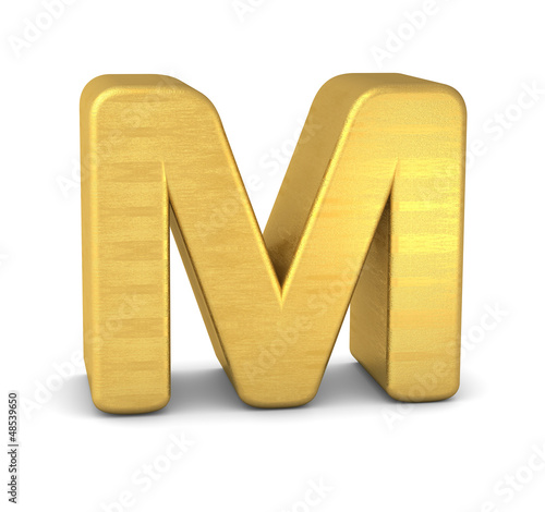 Illustration: buchstabe letter M gold vertikal buchstabe letter M gold vertikal