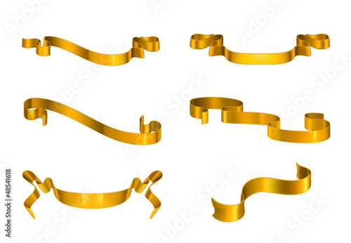 Vector: Gold ribbons set Gold ribbons set