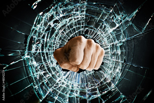 Photo: broken window fist broken window fist