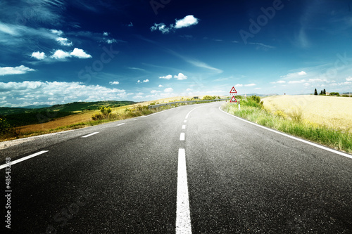 Photo: asphalt road in Tuscany Italy asphalt road in Tuscany Italy
