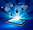 Modern communication technology illustration with tablet.Vector
