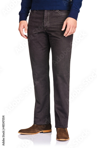 Photo: Fashion concept with trousers on white Fashion concept with trousers on white